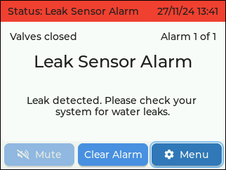 Screenshot of alarm screen